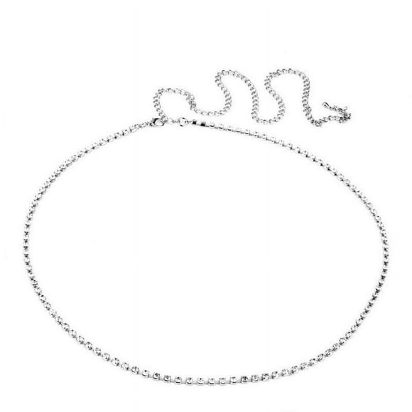 Skinny Adjustable Metal Chain Dress Belt for Women Ladies Bling Rhinestone