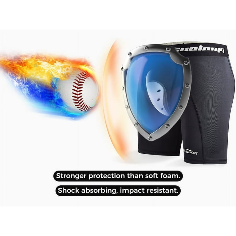 COOLOMG Youth Boys Compression Shorts with Protective Cup Sliding Underwear  for Baseball Football Lacrosse Hockey 