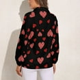 thumbnail image 2 of Red Hearts Pattern on Dark Background Long Sleeve Blouse Woman Streetwear Casual Shirts Summer Oversize Woman Streetwear Clothing Birthday Present, 2 of 7