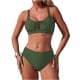 thumbnail image 2 of Trajes de baño Amzcrzy Tankini para mujer, traje de baño de , bikini de mujer de color sólido a juego con bolsillo, traje de baño deportivo Tangini dividido, traje de baño verde militar, L, 2 of 6