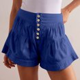 thumbnail image 2 of RYRJJ Women's Shorts Summer Baggy High Waisted Ruffle Flowy Wide Leg Buttons Pleated Casual Shorts Fashion Short Shorts(Blue,XXL), 2 of 7