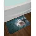 thumbnail image 2 of Shark Bath Mat, Wild Animal in the Sea Attacking Showing the Mouth and Teeth Scary Print, Non-Slip Plush Mat Bathroom Kitchen Laundry Room Decor, 29.5 X 17.5 Inches, Petrol Blue Grey White, Ambesonne, 2 of 2