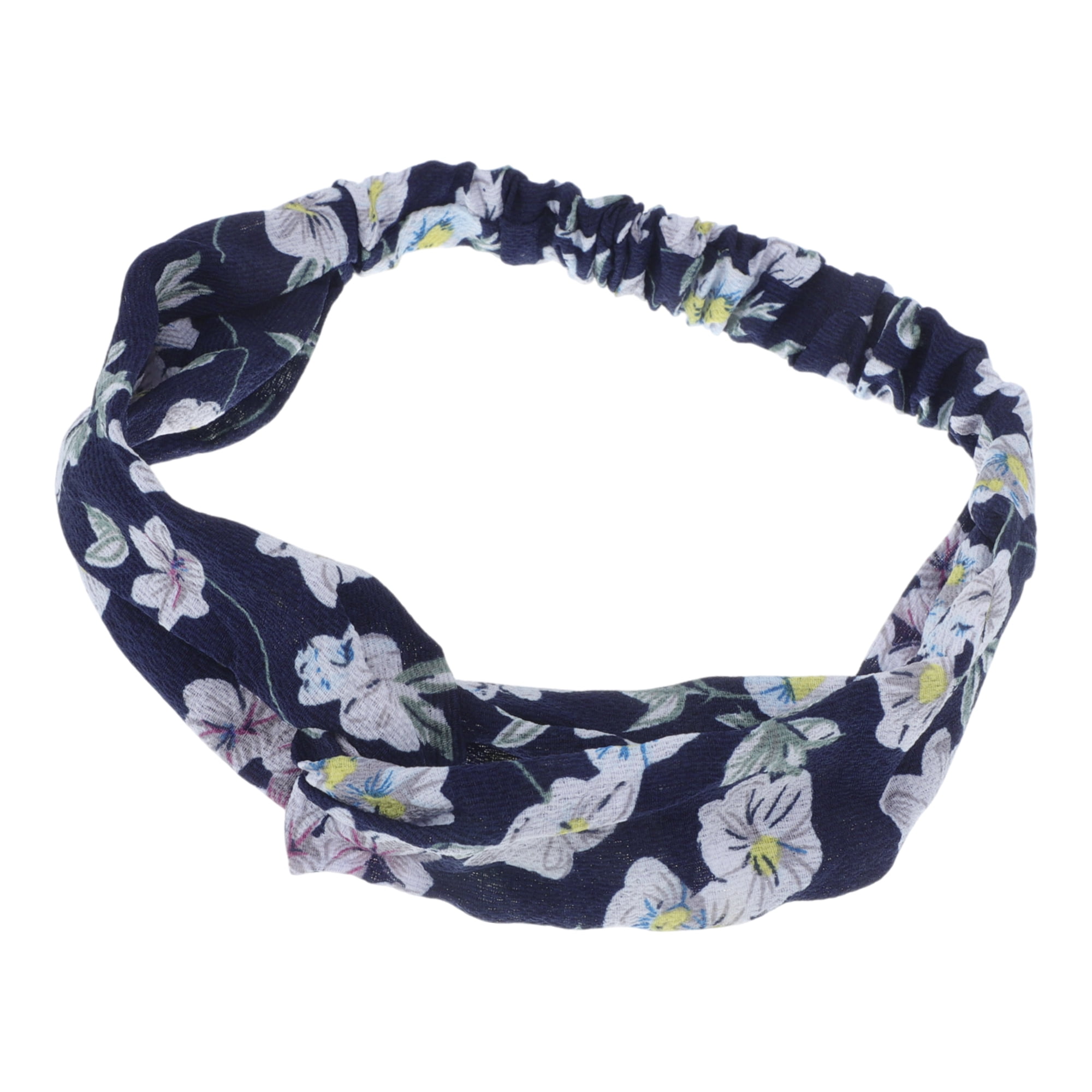 Unique Bargains Fashion Phalaenopsis Pattern Elastic Hairband 1 Pc Navy Blue