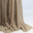 thumbnail image 7 of Soft Long Scarf for Women Plain Pleated Shawl Hijab Jewish Head Shawl Headscarf Headwrap Light Brown, 7 of 7