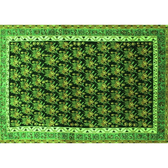 Ahgly Company Indoor Rectangle Persian Green Traditional Area Rugs, 5' x 7'