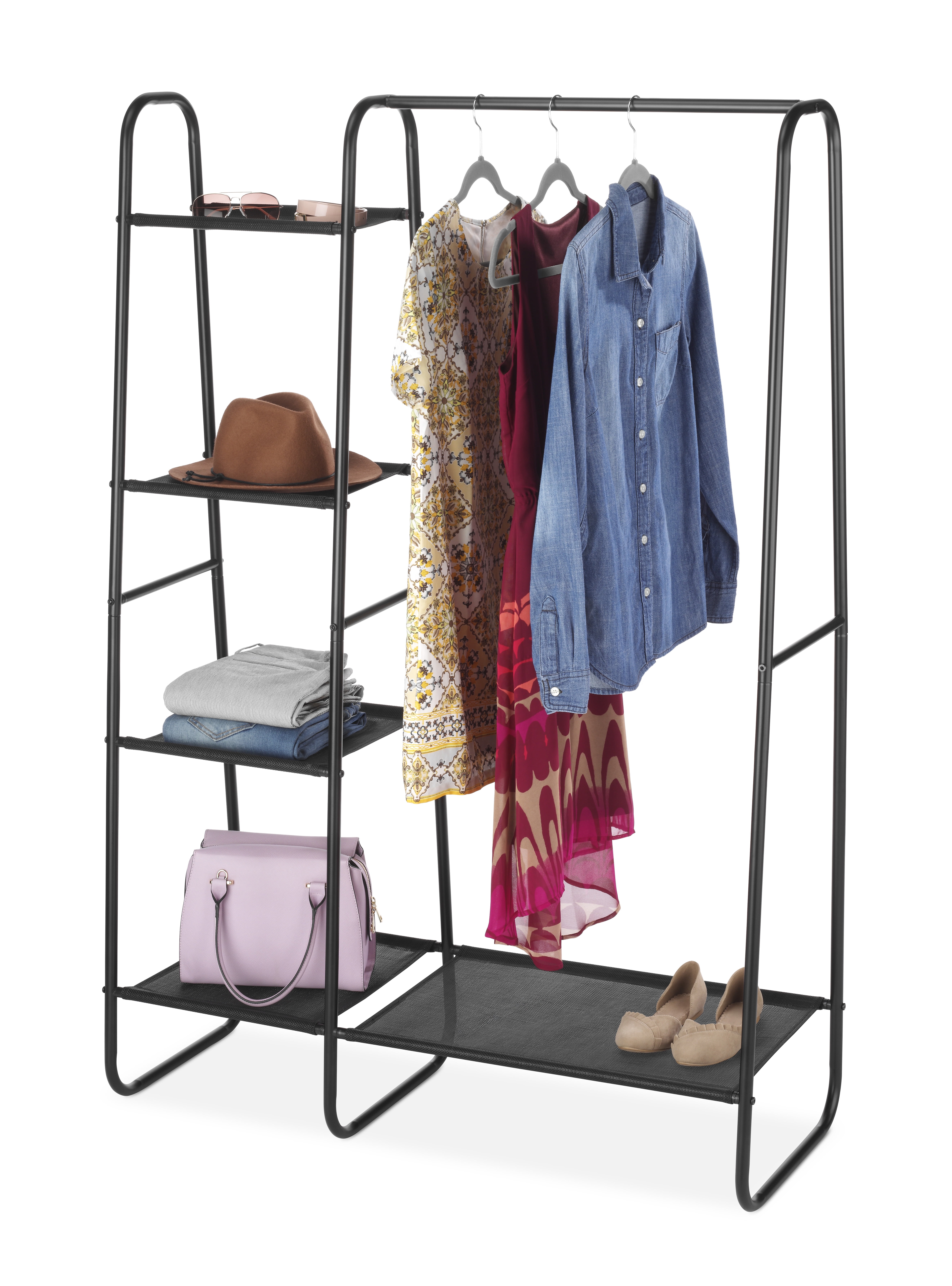Whitmor Freestanding Wardrobe w/Fine Mesh Fabric Shelves for Portable