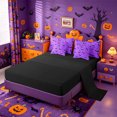 thumbnail image 3 of Homewish Cute Halloween Bat 7pcs Queen Bedding,Small Bow Print Bedding Comforter Set Queen,Violet Black,Black Reversible, 3 of 8