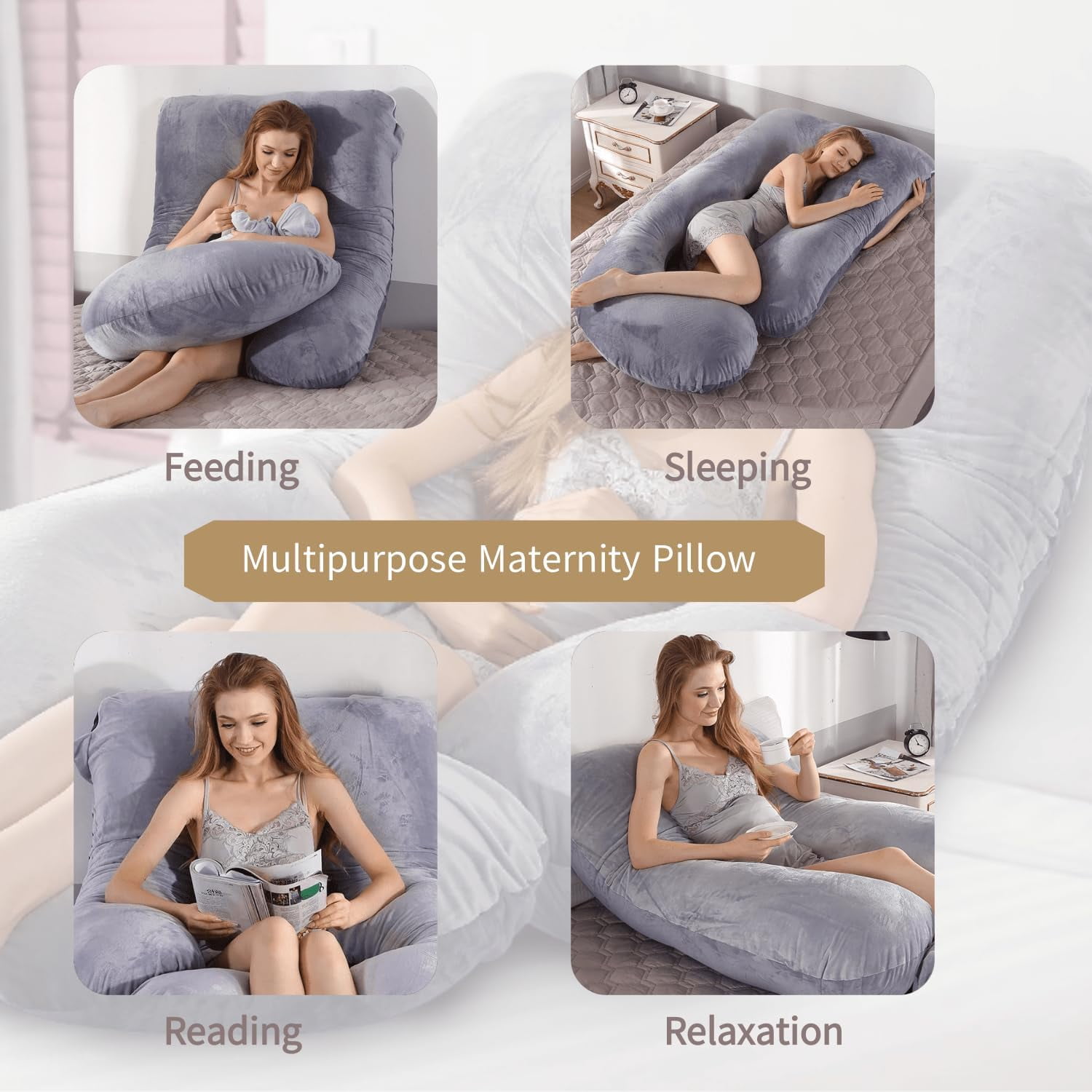 Full body pillow, suitable for sleep cooling, U-shaped pillow, with detachable and washable features