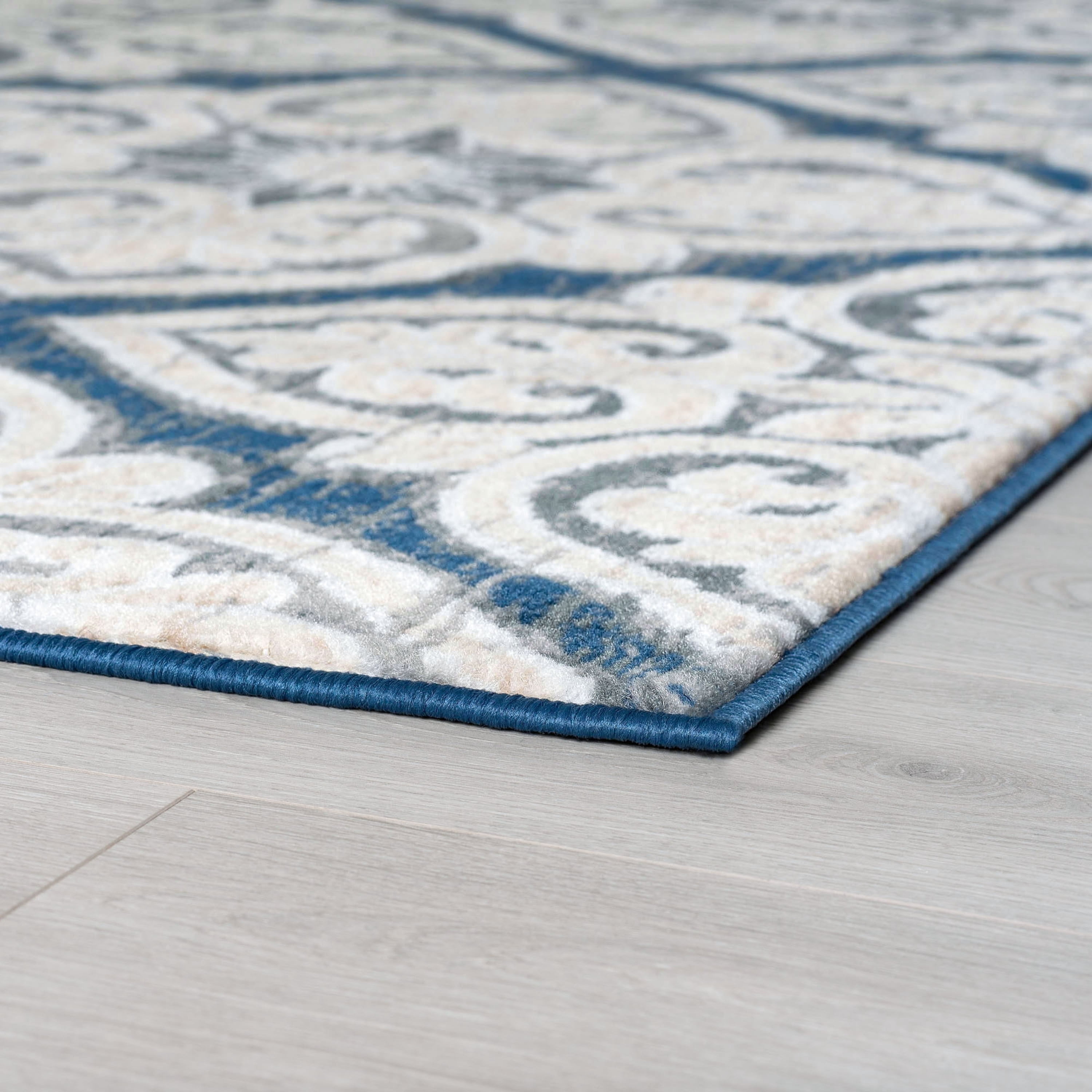 Madison Traditional 7.6' x 10' Dark Blue Polypropylene Indoor Area Rug