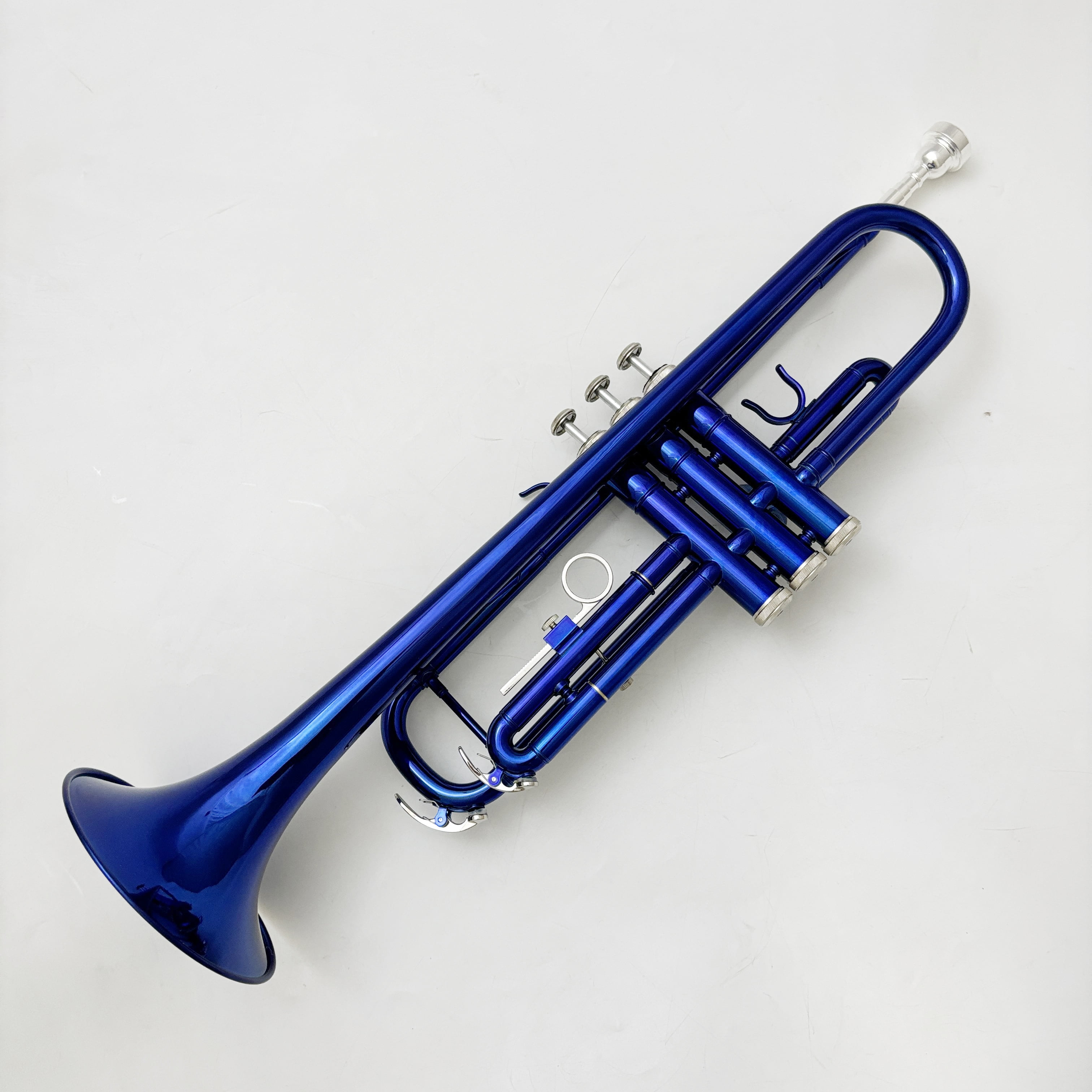 XINMEL trumpet instrument Blue B flat three-tone trumpet beginner band plays western instruments, with boxes and cleaning kits.