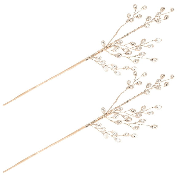 ETHZZLE 2Pcs Artificial Xmas Acrylic Picks with Golden Beads for Rustic Farmhouse Decor