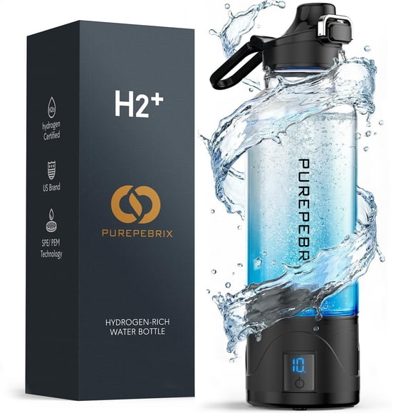Botella de agua PUREPEBRIX de vidrio borosilicato de hidrógeno mejorado de 1 litro