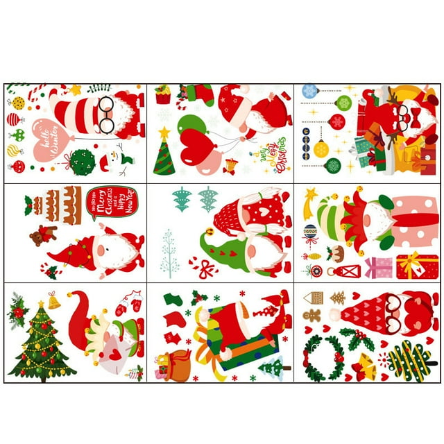 Bangcool Christmas Window Decal Decorative 9 Sheet Cute Holiday Window Cling Xmas Cling