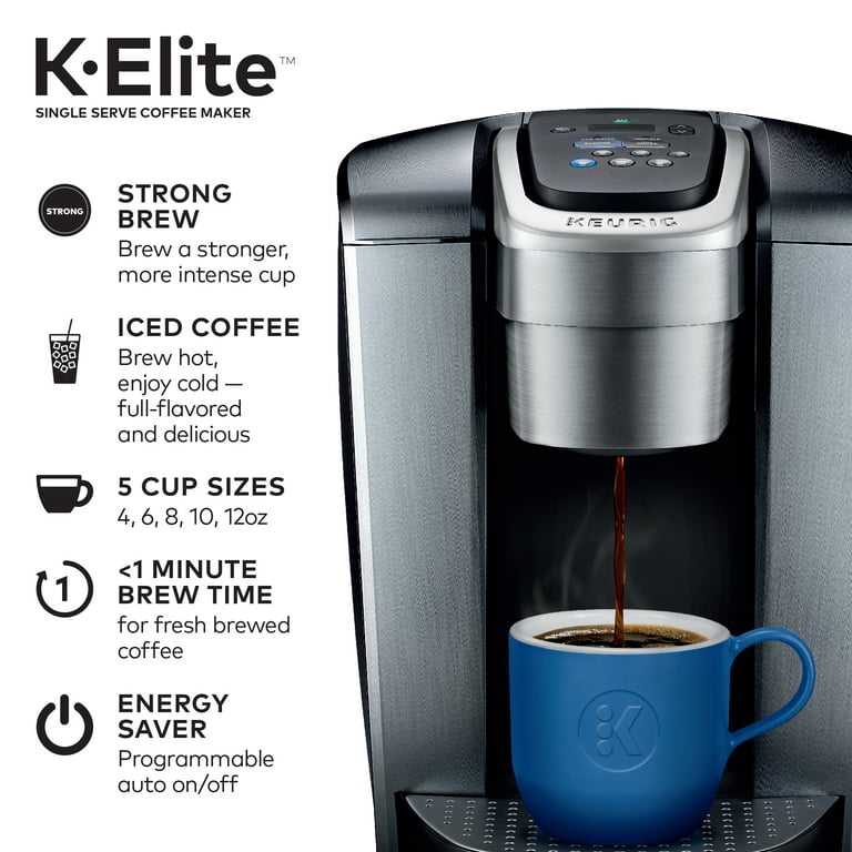 Keurig K-Elite Single Serve K-Cup Pod Programmable Coffeemaker (Brushed  Silver)