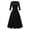 A-Black750, variant on Women's Solid Belted Dress Fitted Flared Elbow Sleeve Round Neck Midi Dress Structured Elegant Party Dresses