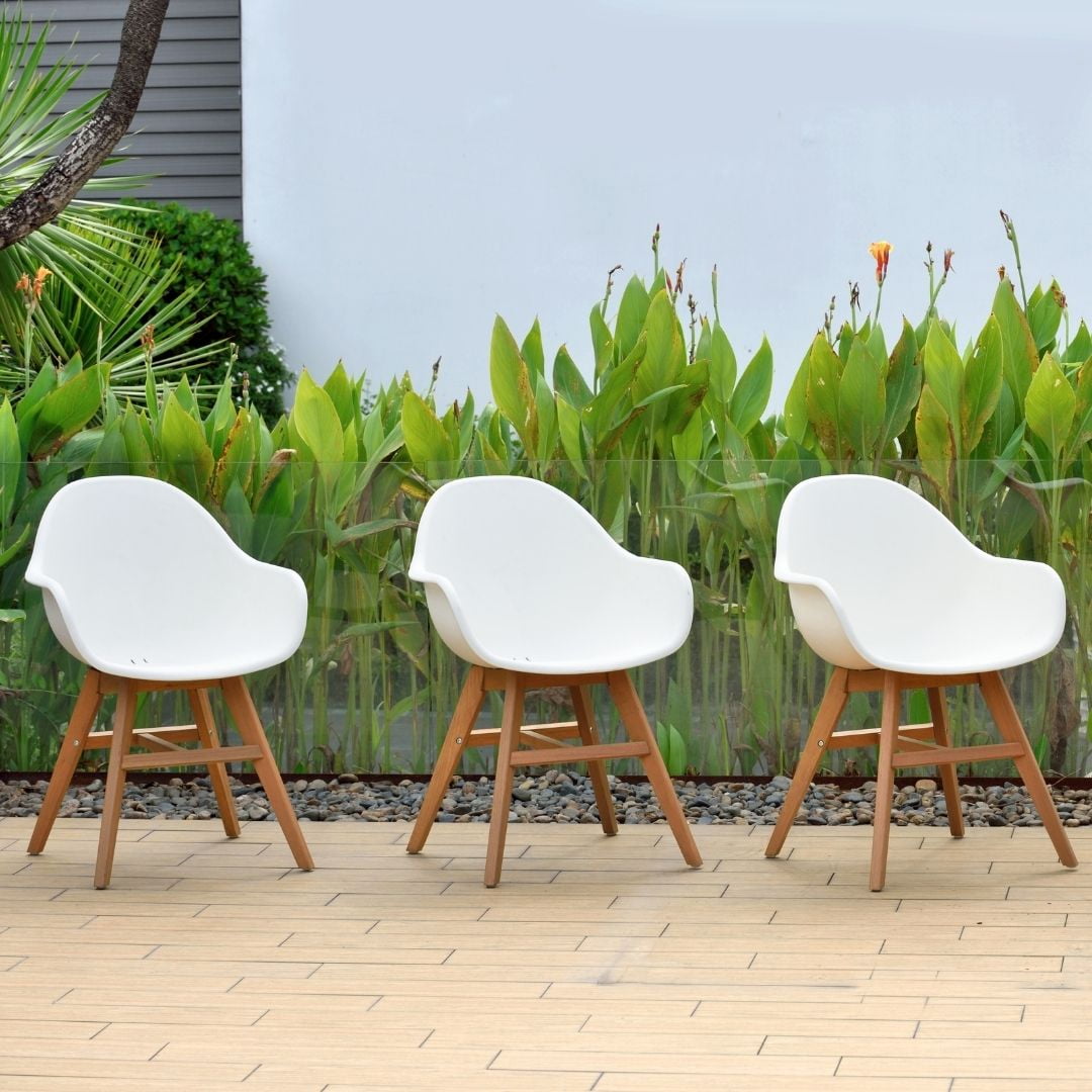 Amazonia Corleoni 5- Piece White Eucalyptus Wood Outdoor Dining Set