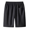 thumbnail image 2 of SWSMCLT Men's Knee Length Elastic Waist Summer Casual Sport Shorts Cotton Bend Athletic Gym Workout Drawstring Regular Fit Straight Leg Pockets Black 30, 2 of 2