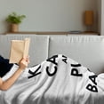 thumbnail image 3 of Keep Calm Soft Flannel Fleece Throw Blanket, Play Baseball Phrase Sports Theme with the Ball Monochrome Pictogram, Cozy Plush for Indoor and Outdoor Use, 60" x 80", Black White, by Ambesonne, 3 of 5