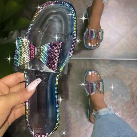 

Cathalem Women s Sandals Sandals Gold With Diamond Bow Women s Sandals Summer Walking Sandals for Women with Arch Support 7 1/2 Multicolor 8