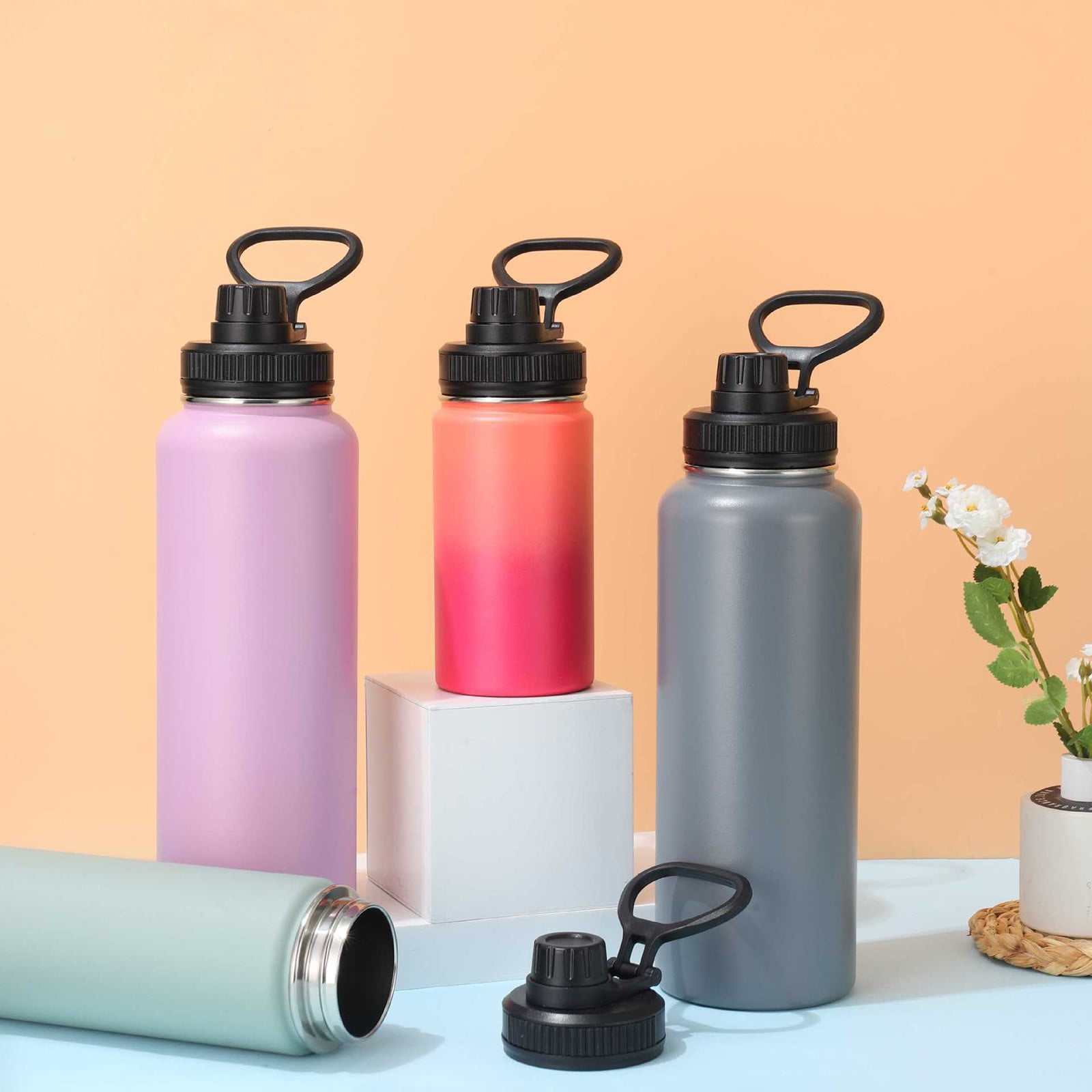 Replacement Lid Fits for Sports Water Bottles Wide Mouth, Spout Lid for Flask Wide Mouth Sport Water Bottles 12 16 18 22 32 40 64oz Wide Mouth Water Bottles 10PCS