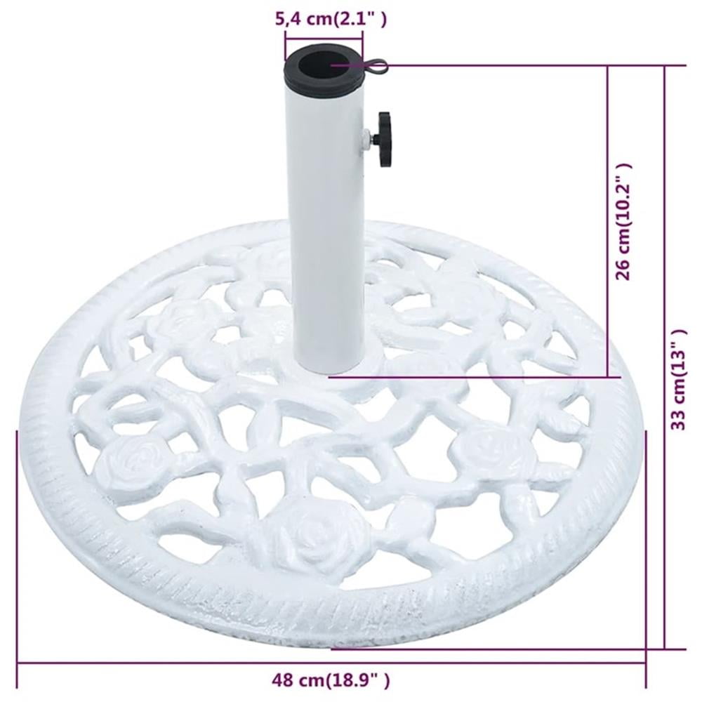 Pemberly Row Cast Iron Medium Decorative Inlays Umbrella Base in White