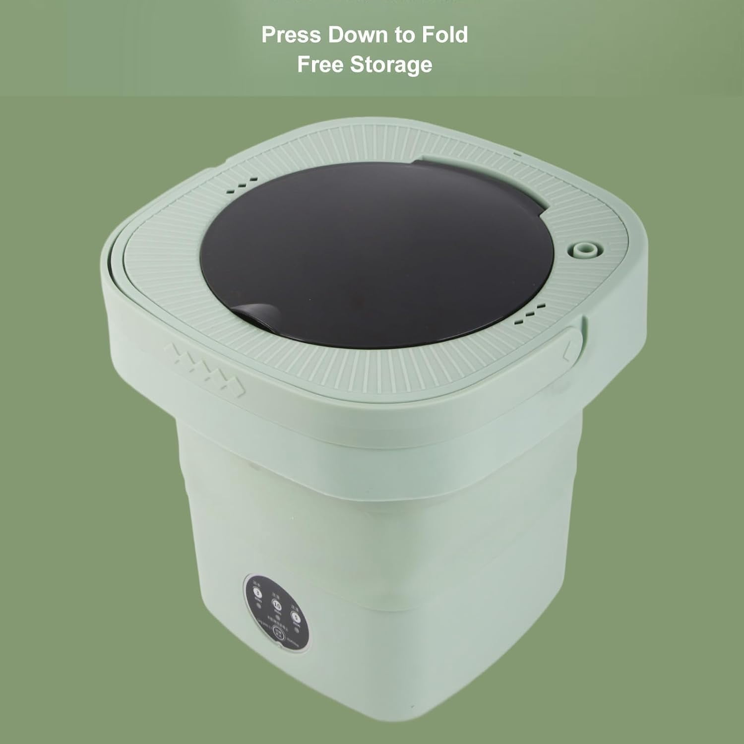 Foldable Washing Machine, 6.5L Portable Travel Folding Washing Bucket Mini Underwear Baby Clothes Small Items Washer with Spin Dryer for Apartments Dormitory Hotels(Green)