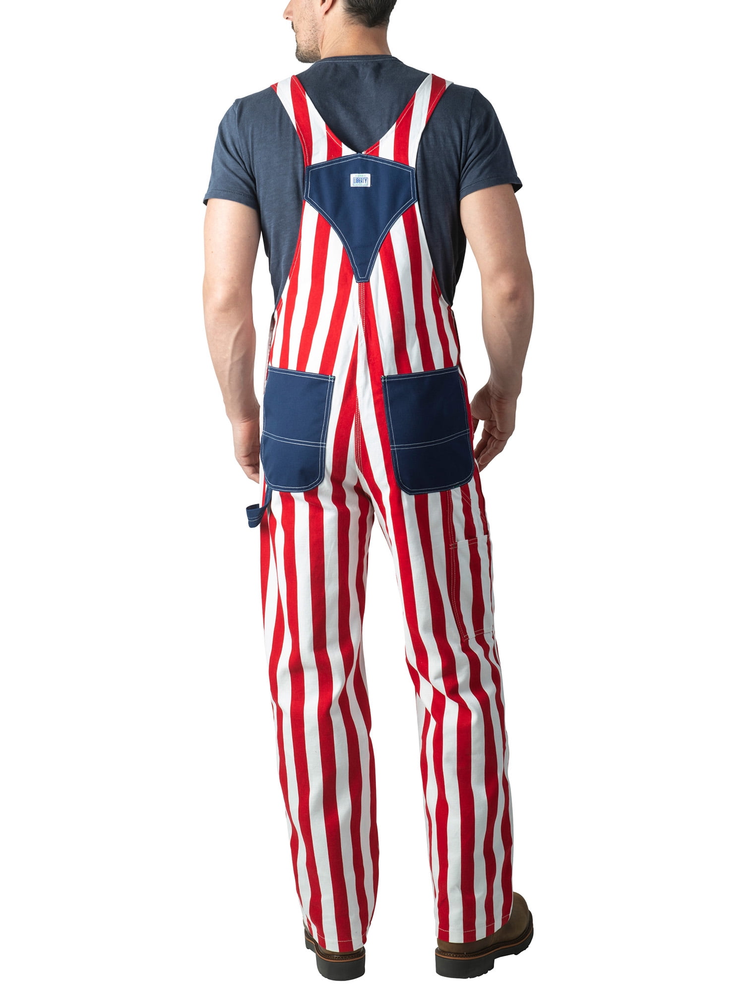 red white and blue overalls shorts