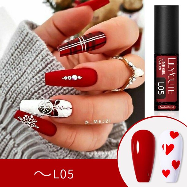 LILYCUTE, línea de 5ml para decoración de uñas, bolígrafo delineador de Gel con cepillo, línea de dibujo de alambre, pintura de esmalte de uñas en Gel, línea de tracción para decoración de uñas zhangmengya LED