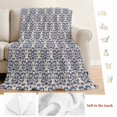 thumbnail image 5 of Navy Blue Baroque Blanket Soft Cozy Warm Twin Blanket for Bed, Plush Fuzzy Flannel Fleece Blankets for Sofa, Vintage Abstract Art Pattern Throw Blankets for Couch, Gifts for Men, 60"x80", 5 of 9