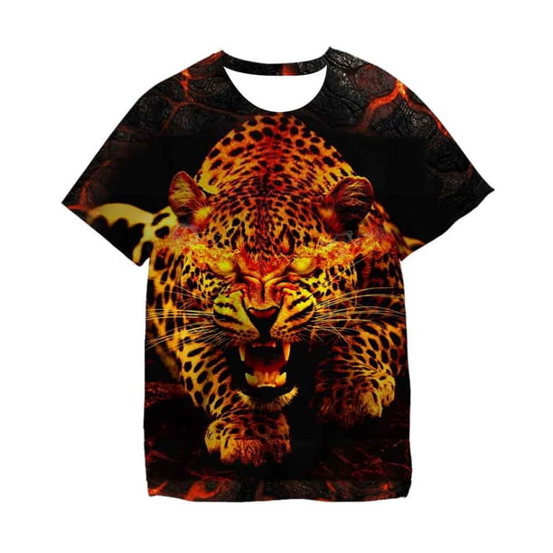 Camiseta con estampado de Lion3D para hombre, camiseta de manga corta con cuello redondo, estilo 3D, camiseta informal de moda, 2022 Gao Jinjia LED