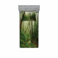 thumbnail image 2 of Ambesonne Tropical Fitted Sheet & Pillow Sham Set, Exotic Jungle Forest, Queen, Green Brown, 2 of 3