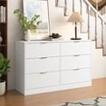 thumbnail image 2 of CASEMIOL White Wood 6 Drawer Dresser for Bedroom, Modern Chest of Drawers with Large Storage Cabinet for Living Room Hallway Entryway, Gold Handle, 2 of 11