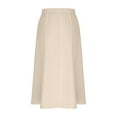 thumbnail image 5 of cocolona Womens Skirts for Women Summer Elastic Waist Flowy Midi Skirts Fashion Casual Loose Solid Color Beach Vacation Skirts Beige XL, 5 of 6