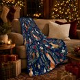 thumbnail image 3 of Festive Woodland Animals in Whimsical Holiday Style for Animal Lovers, Fox Rabbit Holly Scene, Cozy Flannel Blanket for Bedroom and Family Room, Christmas Gift, Woodland Home Decor, 3 of 9