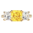 thumbnail image 7 of Three-Stone Engagement Ring for Women - 4ct Simulated Yellow Diamond in 14K Yellow Gold Promise Ring, 7 of 7