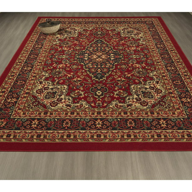 Ottomanson Ottohome Oriental Rug Dark, Navy Blue And Red Persian Rug