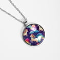 thumbnail image 4 of Robot Unicorn Attack Glass Design Circle Pendant Women's Necklace, 4 of 5