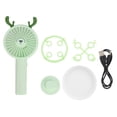 thumbnail image 1 of Miniventilador portátil de mano con dibujos animados en color verde, apto para niños, con USB, para exteriores, con función de burbujas, 1 of 8