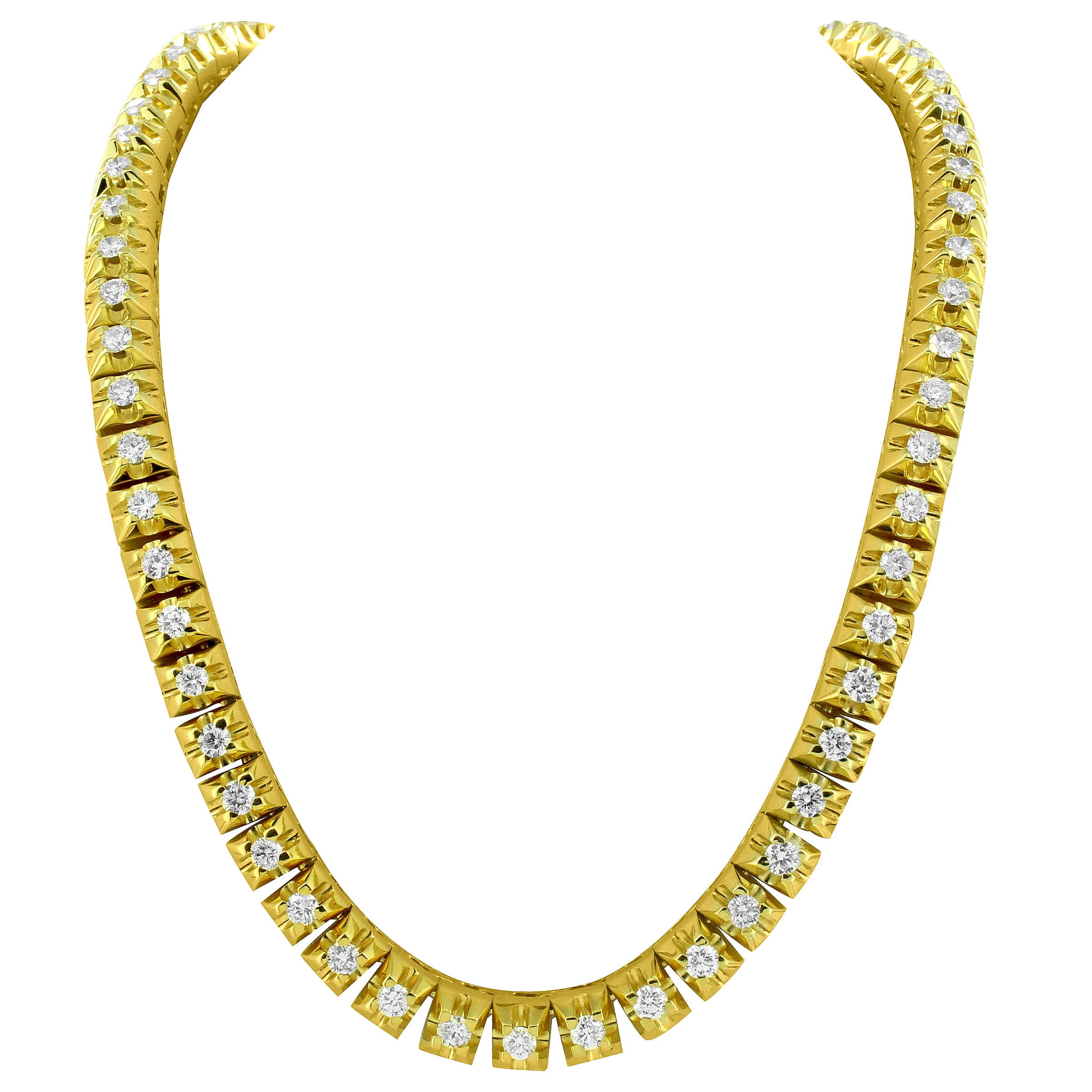 Diamond Tennis Necklace 20.0 CT Solitaire 10k Real Gold 28" 7mm Pyramid Link Chain by