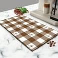 thumbnail image 4 of Dish Drying Mat for Kitchen Counter,Brown Buffalo Check Plaid Coffee Bar Mat with Spill Protection for Dishes,Coffee Maker,Hide Stain Rubber Backed Absorbent Draining Mat Under Dish Rack(16x24 IN), 4 of 5