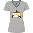 thumbnail image 3 of Inktastic Cute Hot Chocolate Hedgehogs Women's V-Neck T-Shirt, 3 of 5