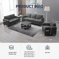 thumbnail image 2 of ijuicy Sectional Sofa Set,3PCS Living Room Furniture Couch Sets with Movable Storage Ottoman & Side Pockets,Include Sofa,Loveseat&Chair,Dark Gray, 2 of 9