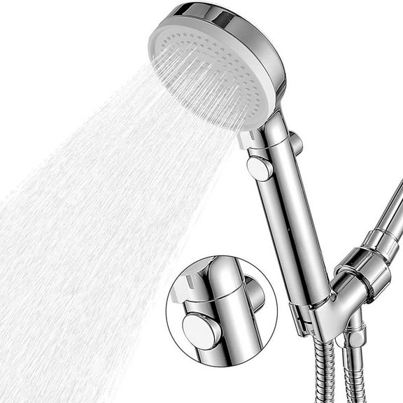 Shower Head with Handheld Shower Head with ON/Off Switch, 3-Modes High Pressure, with 60in Hose, Chrome Finish