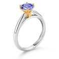 thumbnail image 3 of Gem Stone King 0.90 Ct Round Blue Tanzanite 10K White and Yellow Gold Solitaire Engagement Ring (Size 5), 3 of 4