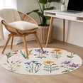 thumbnail image 5 of Vintage Herb Round Area Rugs 3 ft, Pastoral Flower Country Decoration Washable Small Area Rug with Non-Slip Sturdy Edge Binding Round Front Door Mat Floor Carpet for Entryway, 5 of 9