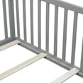 thumbnail image 4 of Cama de piso de tamaño doble con barandillas de valla alta, con puerta, cama de madera de goma con barandillas de seguridad, 4 of 5