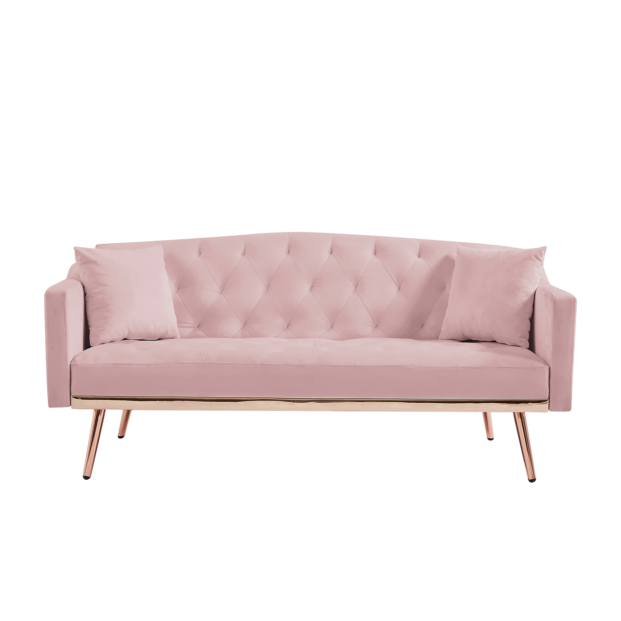 Kadyn Futon Sofa Bed with Metal Legs, Futon Convertible Sofa Bed for Living Room, 3-Speed Adjustable Living Room Sofa, Pink Kadyn Futon Sofa Bed with Metal Legs, Futon Convertible Sofa Bed for Living Room, 3-Speed Adjustable Living Room Sofa, Pink