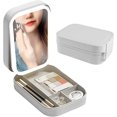 thumbnail image 1 of Bolsa de maquillaje con espejo LED, bolsa de maquillaje de viaje con espejo, organizador de cosméticos portátil, caja de almacenamiento de maquillaje con 3 niveles de brillo ajustables para mujeres, 1 of 5