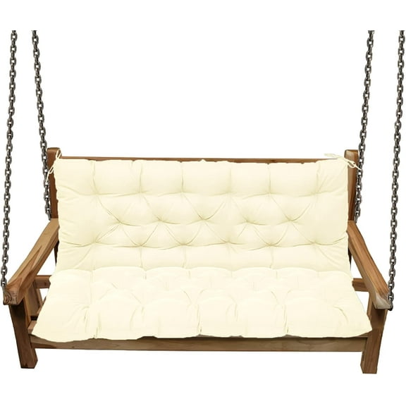 Replacement Cushions for Outdoor Swing - Water-Resistant with Ties, 2-3 Seater Swing Cushions for Garden Patio Furniture Loveseat Outdoor  (Beige, 47x40 inch)