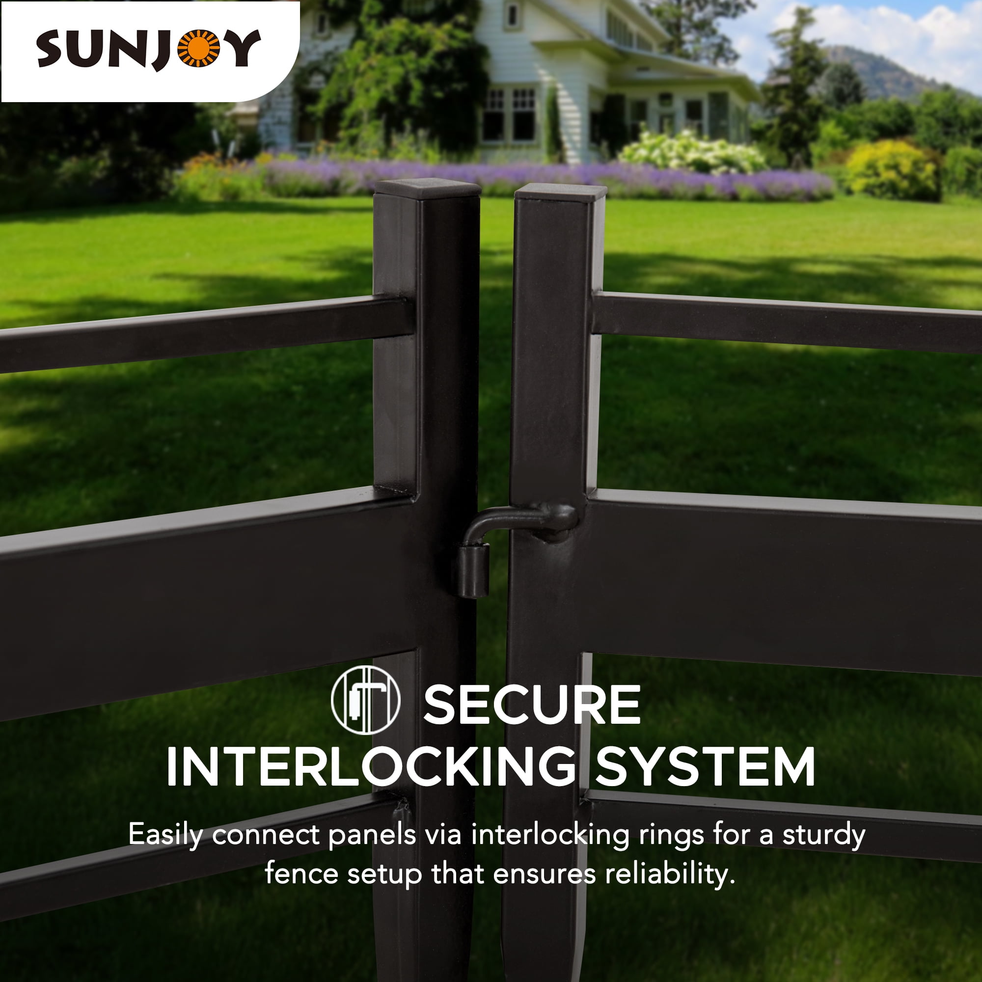 Sunjoy Clôture de jardin solaire en fer panneau de clôture en treillis métallique, clôture décorative extérieure pour jardin (paquet de 5)